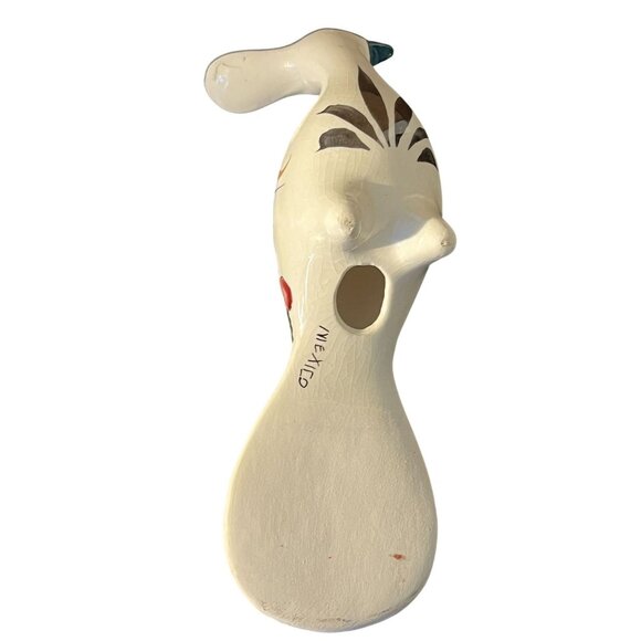 Handmade Mexican Peacock Ceramic Folk Art Figurine 8" Vintage Estate - Picture 6 of 12